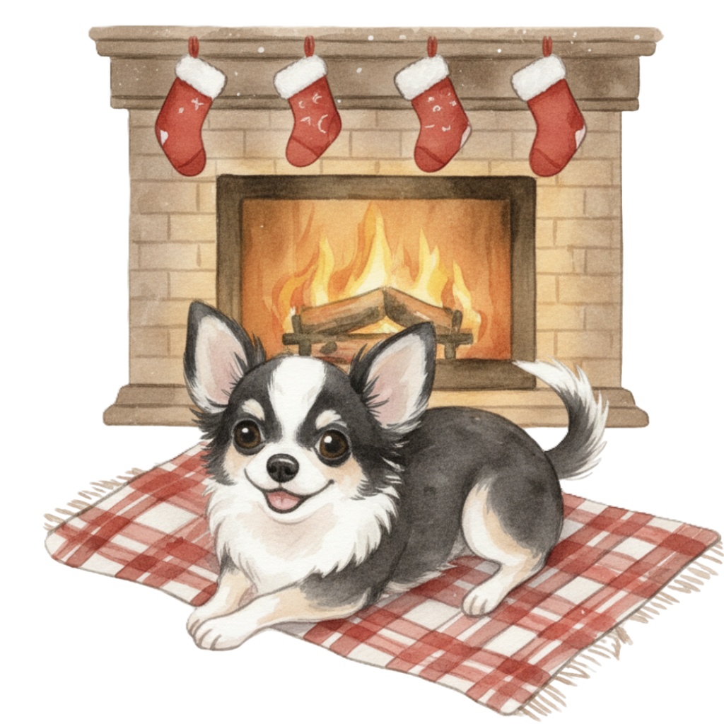 チワワの楽しいクリスマスのClipArt 10点