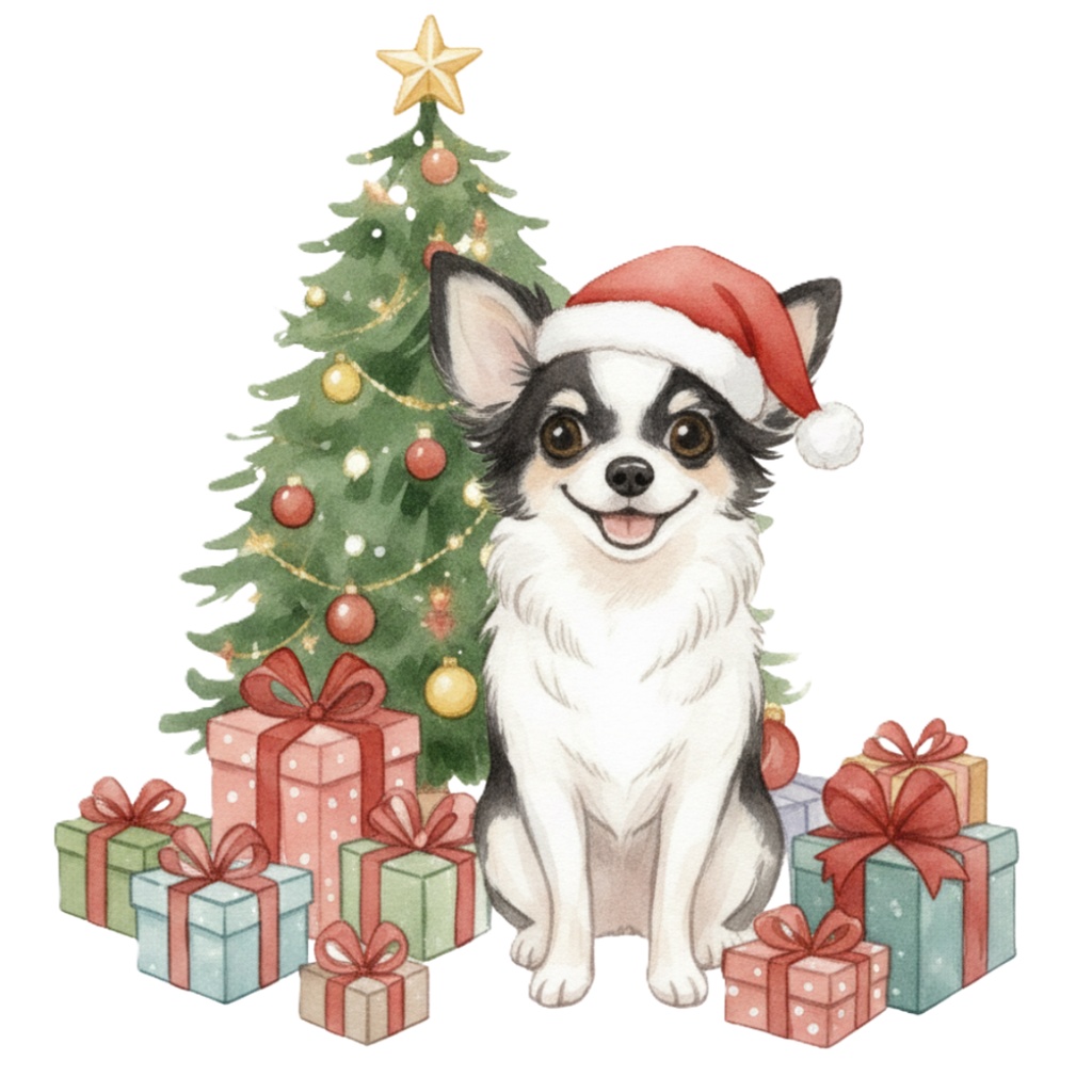 チワワの楽しいクリスマスのClipArt 10点