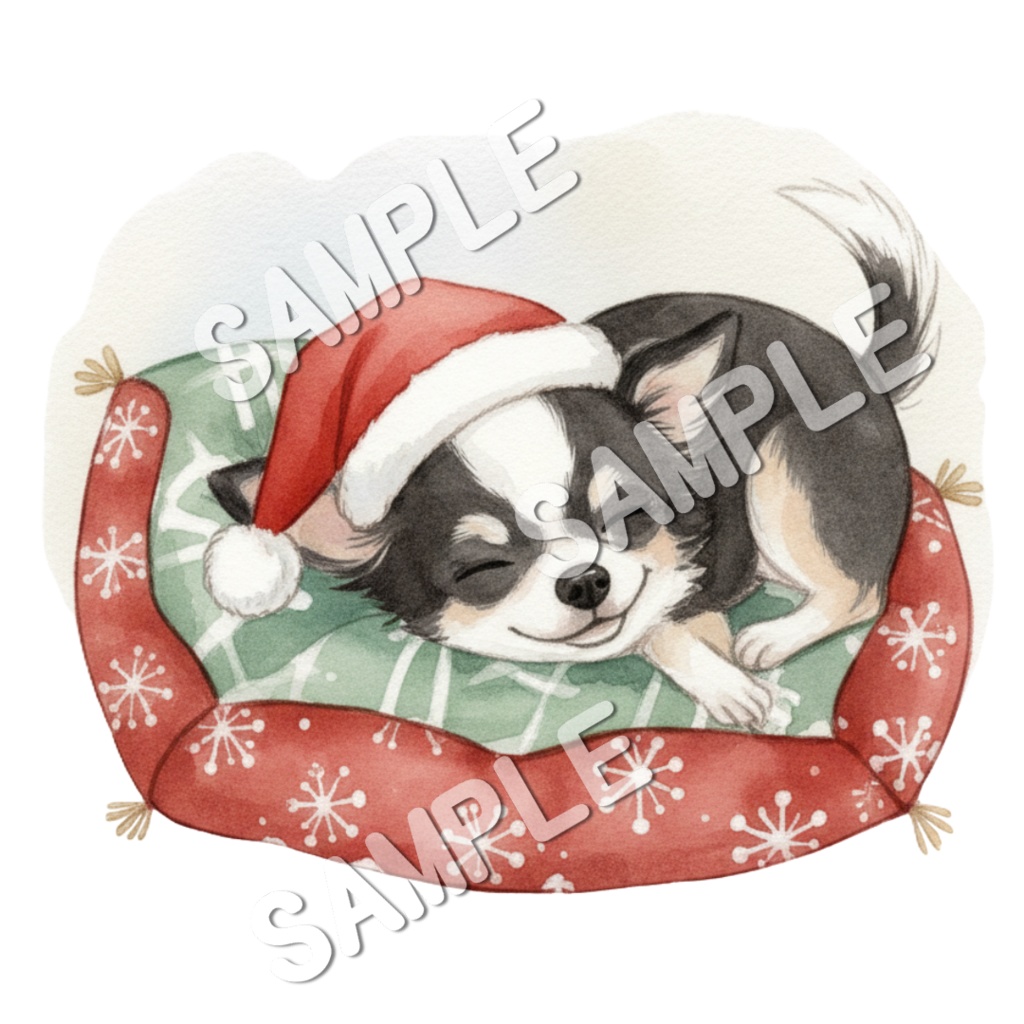 チワワの楽しいクリスマスのClipArt 10点