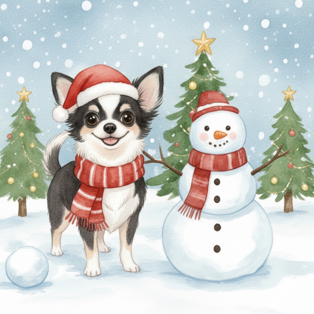 チワワの楽しいクリスマスのClipArt 10点