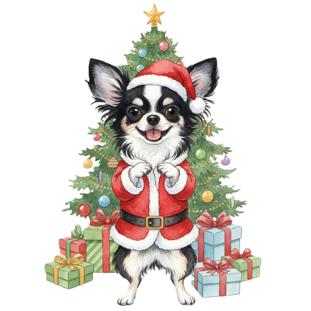 チワワの楽しいクリスマスのClipArt 10点