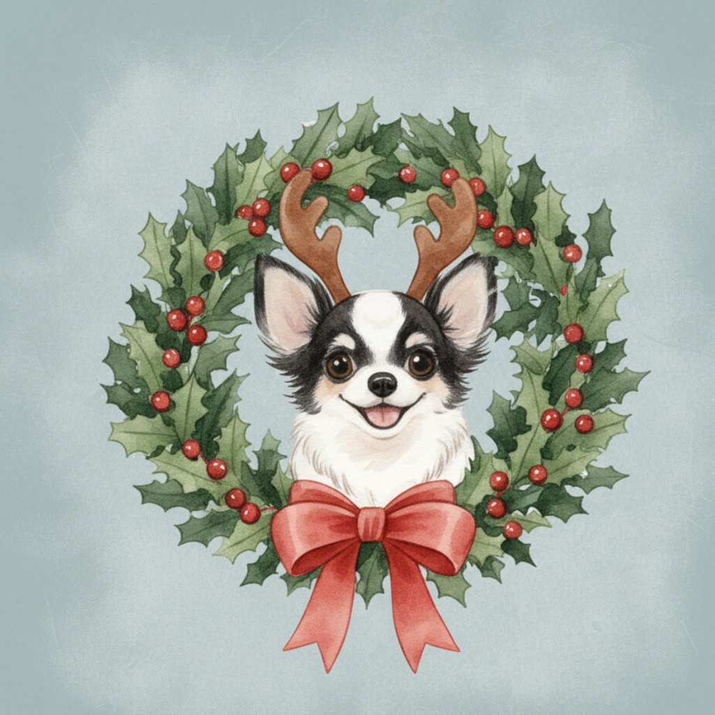 チワワの楽しいクリスマスのClipArt 10点