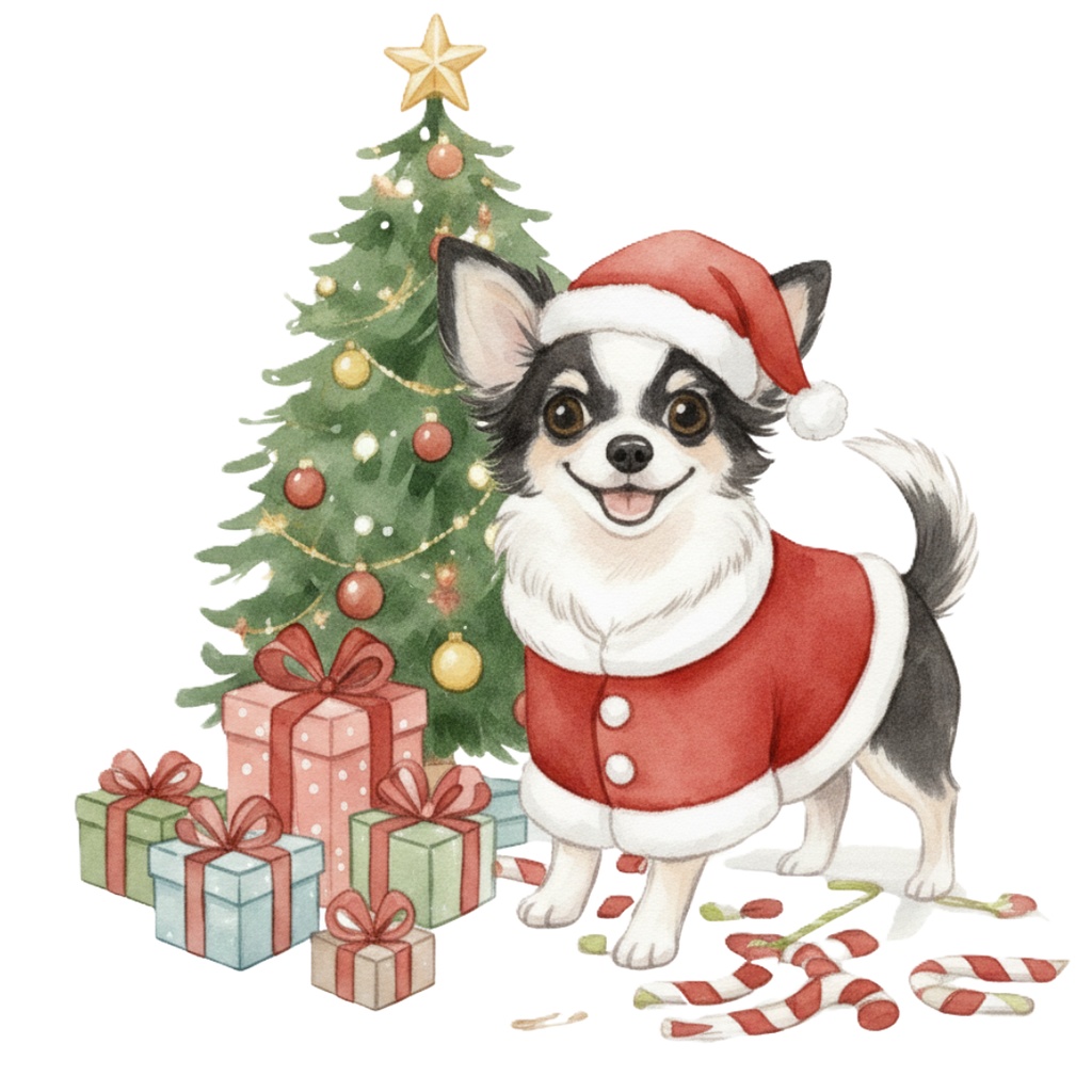 チワワの楽しいクリスマスのClipArt 10点