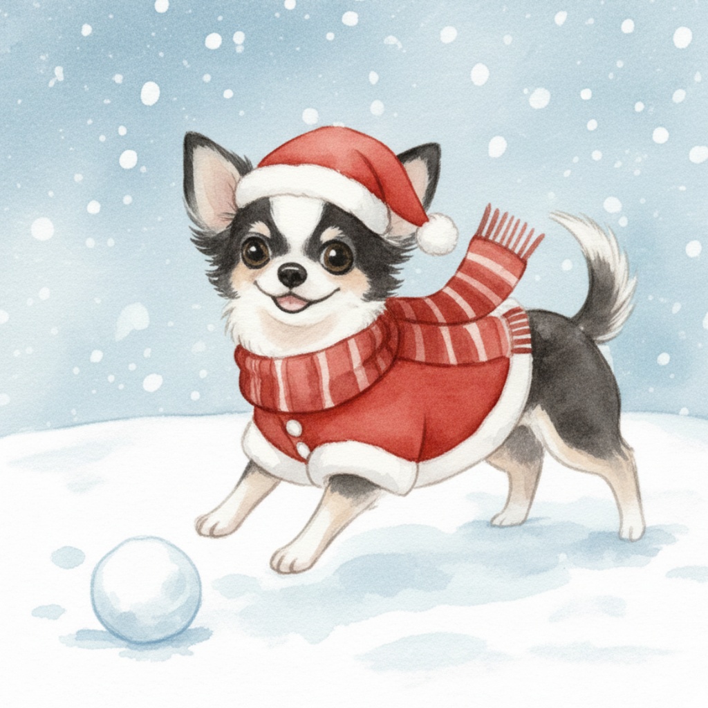 チワワの楽しいクリスマスのClipArt 10点