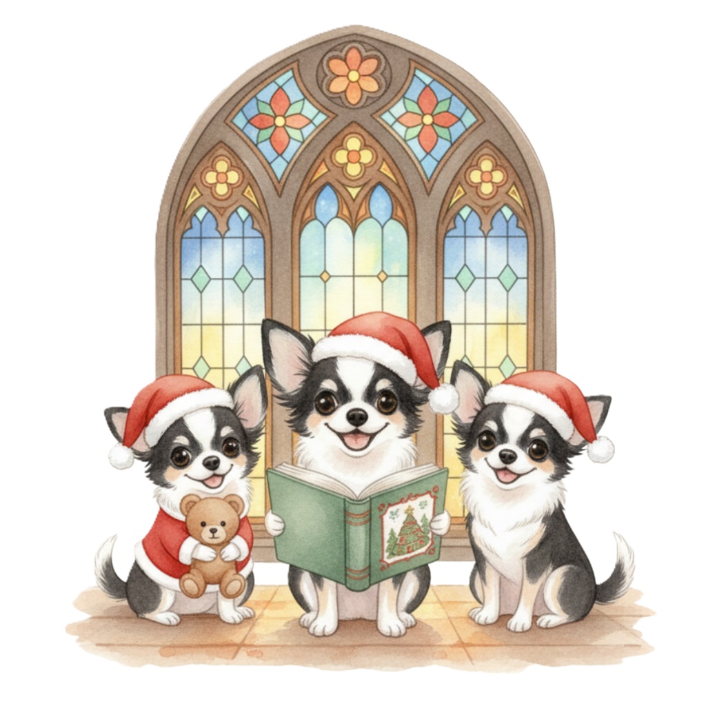 チワワの楽しいクリスマスのClipArt 10点