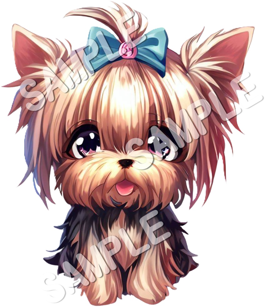 アニメ調ヨークシャーテリアのClipArt 12点