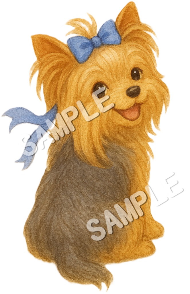ロングコートヨークシャーテリアのClipArt13点