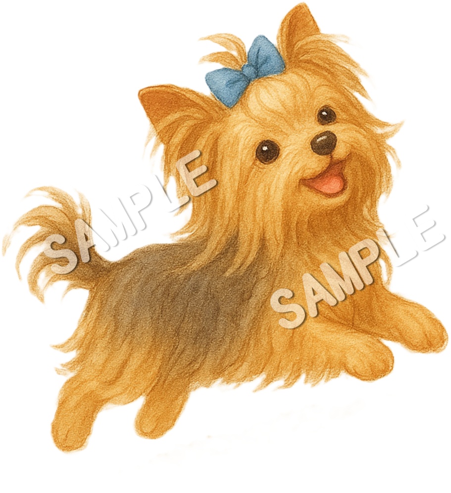 ロングコートヨークシャーテリアのClipArt13点