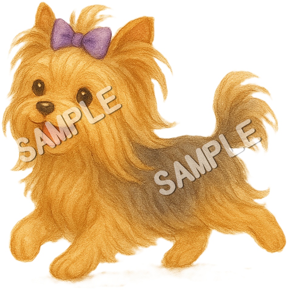 ロングコートヨークシャーテリアのClipArt13点