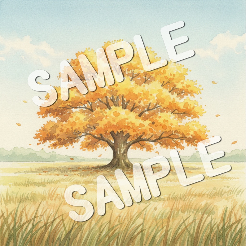 水彩画風美しい紅葉の景色20PNG