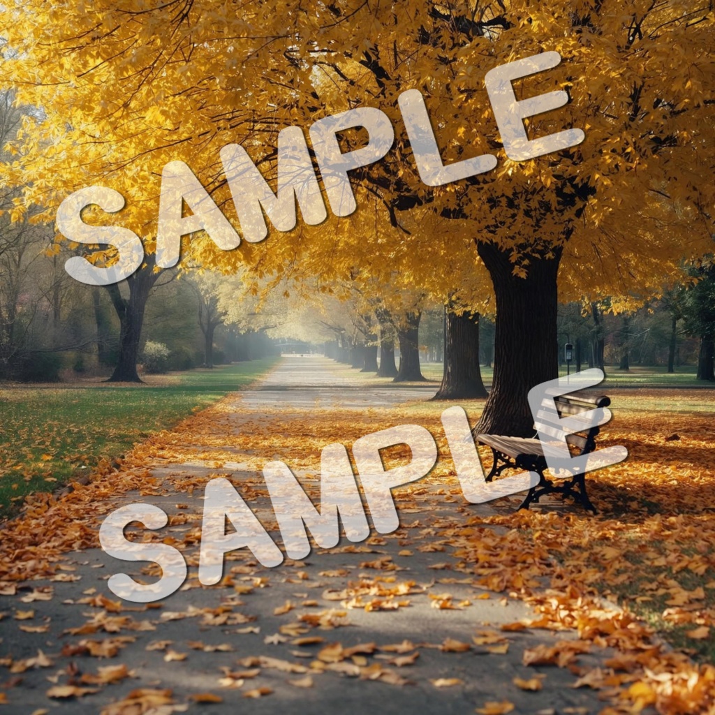 水彩画風美しい紅葉の景色20PNG