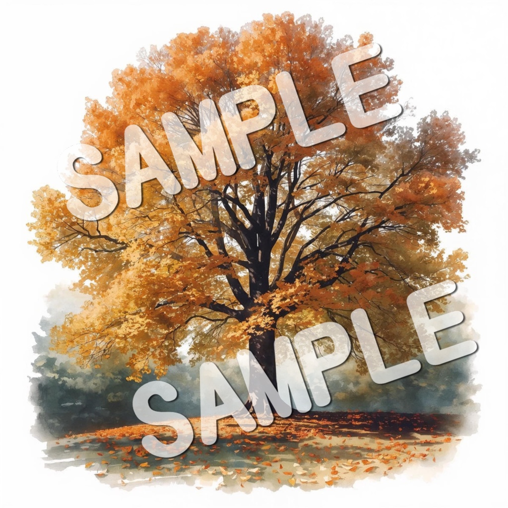 水彩画風美しい紅葉の景色20PNG