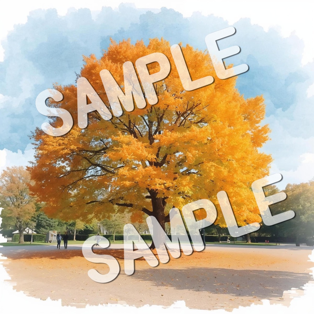 水彩画風美しい紅葉の景色20PNG