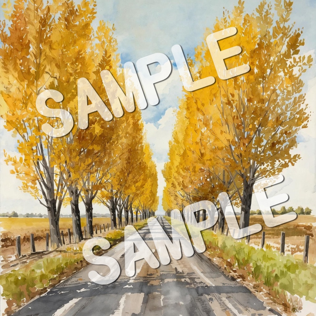 水彩画風美しい紅葉の景色20PNG