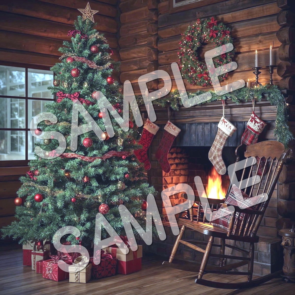 クリスマスツリーのある風景イラスト素材 10点セット