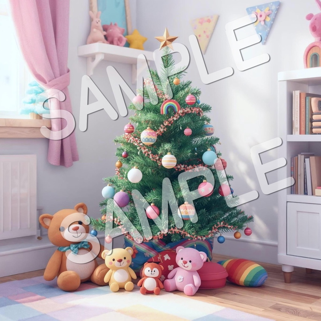 クリスマスツリーのある風景イラスト素材 10点セット