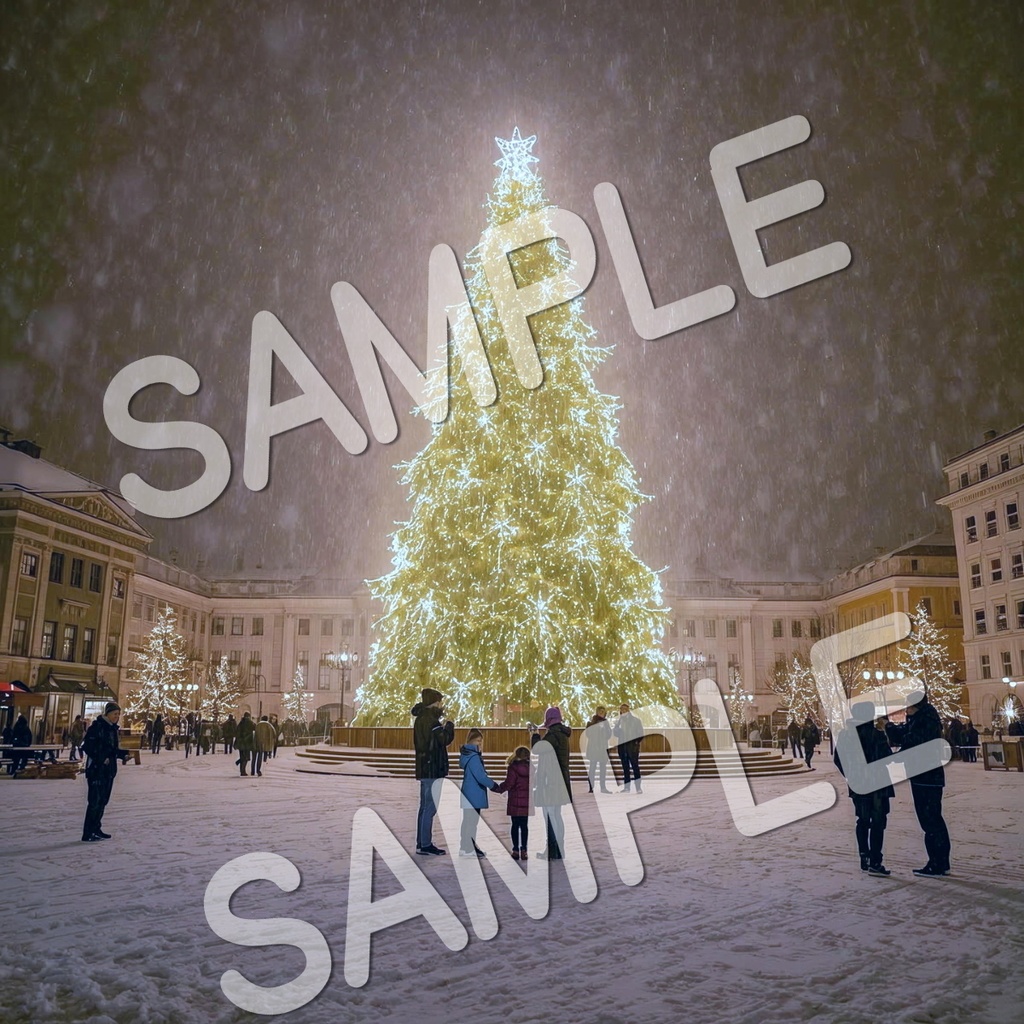 クリスマスツリーのある風景イラスト素材 10点セット