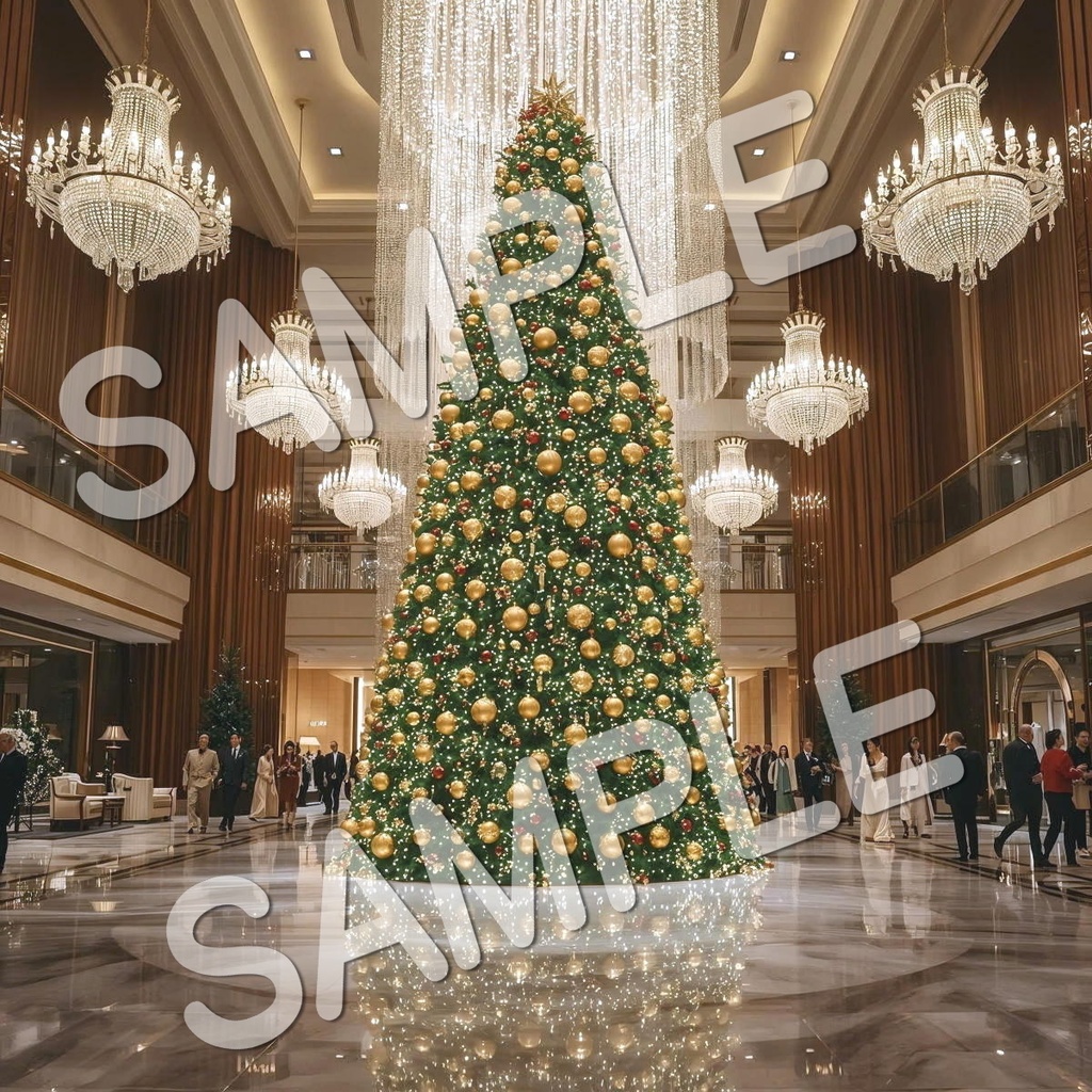 クリスマスツリーのある風景イラスト素材 10点セット