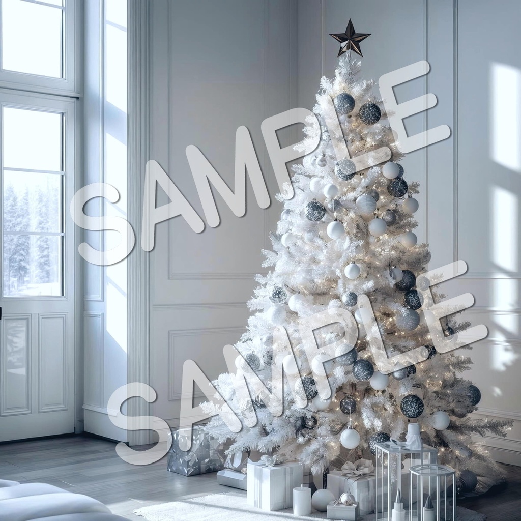 クリスマスツリーのある風景イラスト素材 10点セット