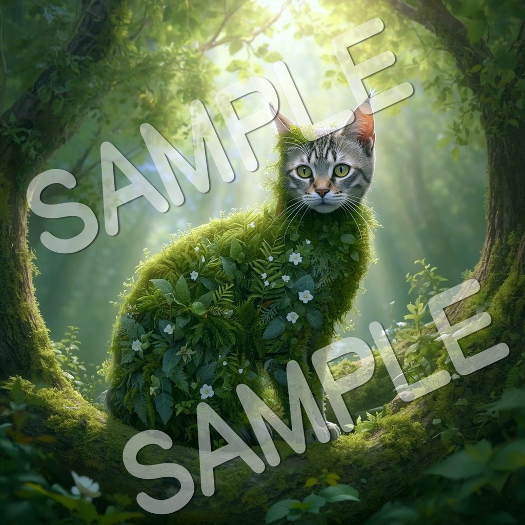 幻想的な猫と花のアートコレクション