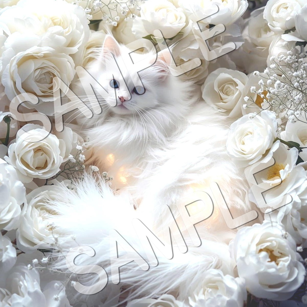 幻想的な猫と花のアートコレクション