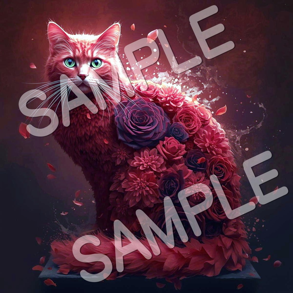 幻想的な猫と花のアートコレクション