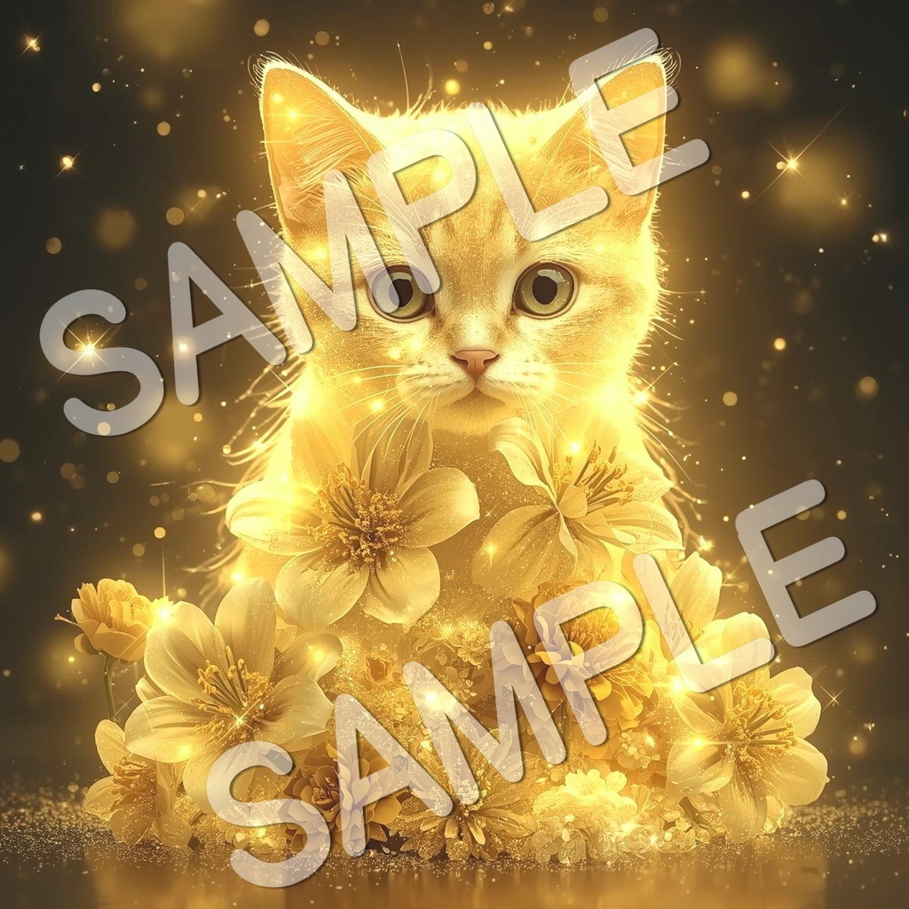 幻想的な猫と花のアートコレクション