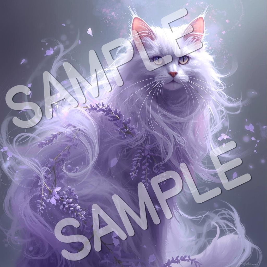 幻想的な猫と花のアートコレクション