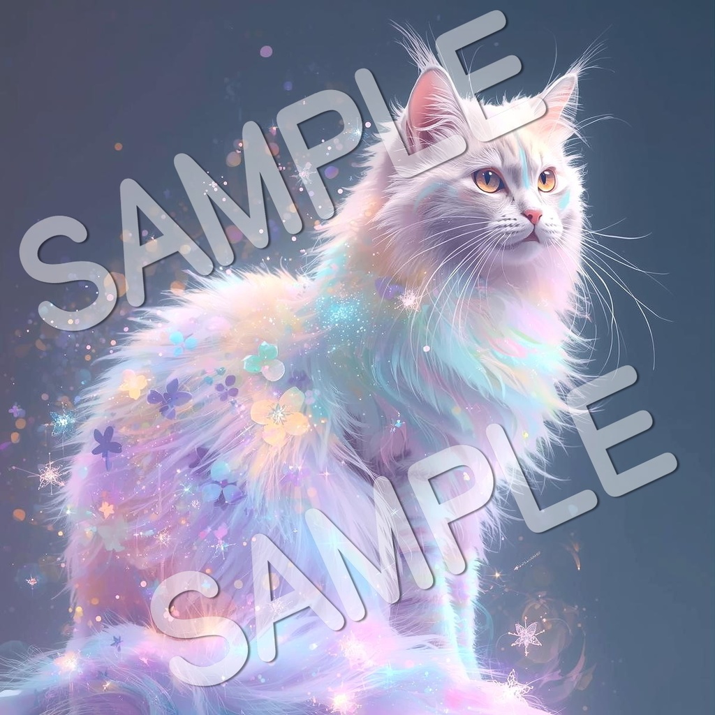 幻想的な猫と花のアートコレクション