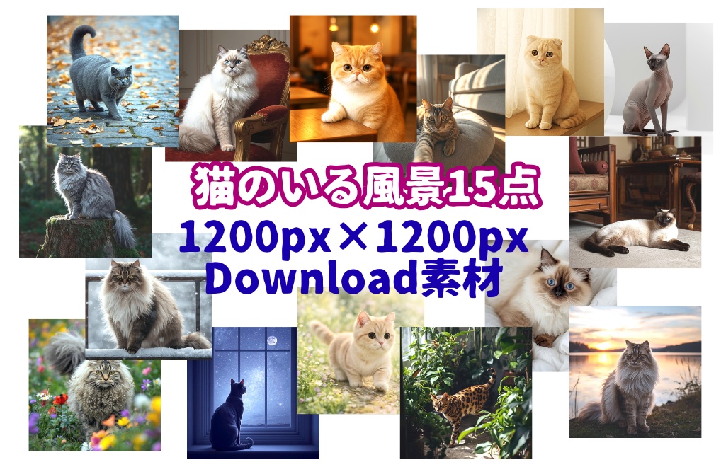 人気猫種15シリーズ – しなやかで可愛い猫たちのイラスト素材集