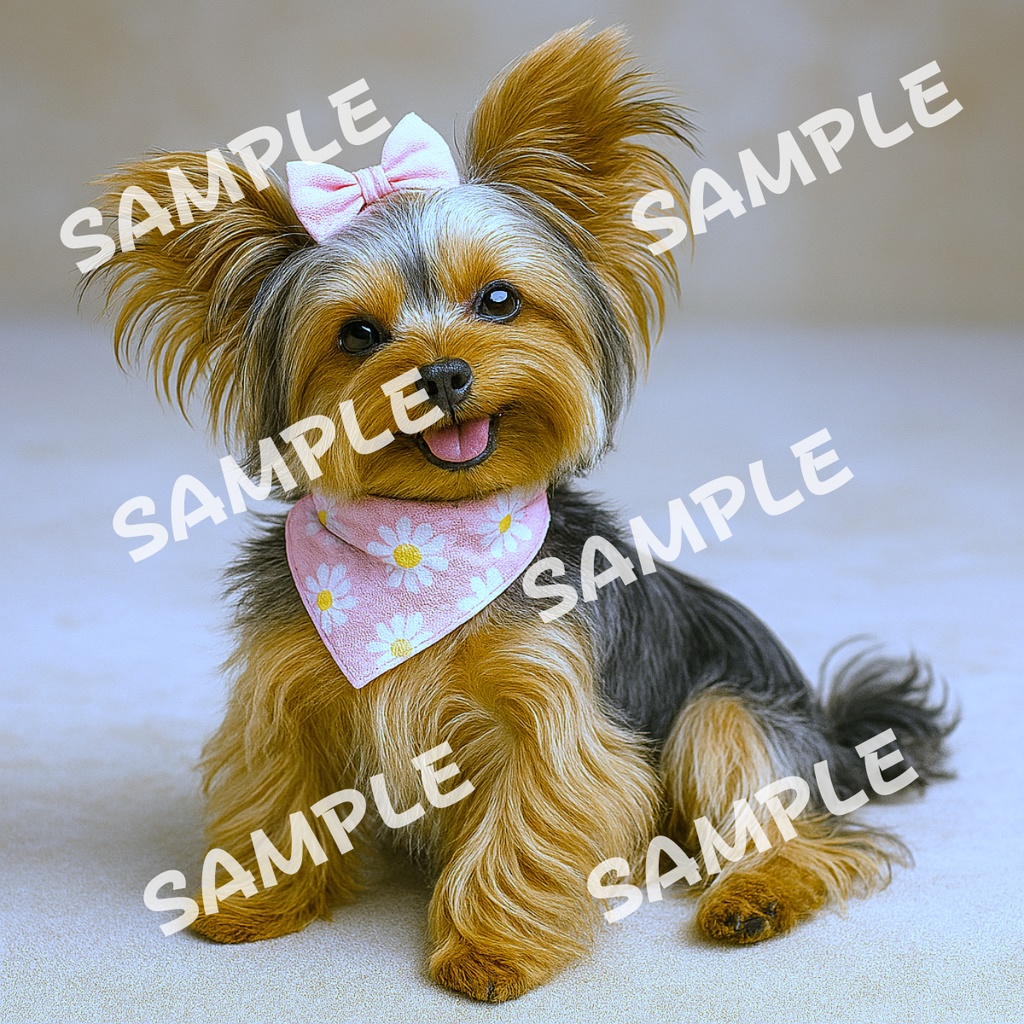 ヨークシャーテリアの可愛いポーズ10点イラスト素材集