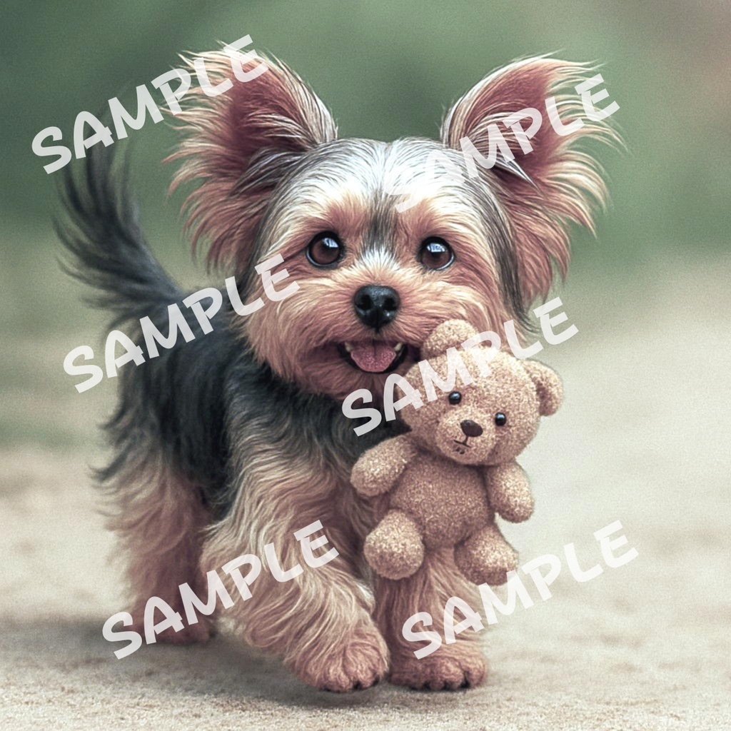 ヨークシャーテリアの可愛いポーズ10点イラスト素材集