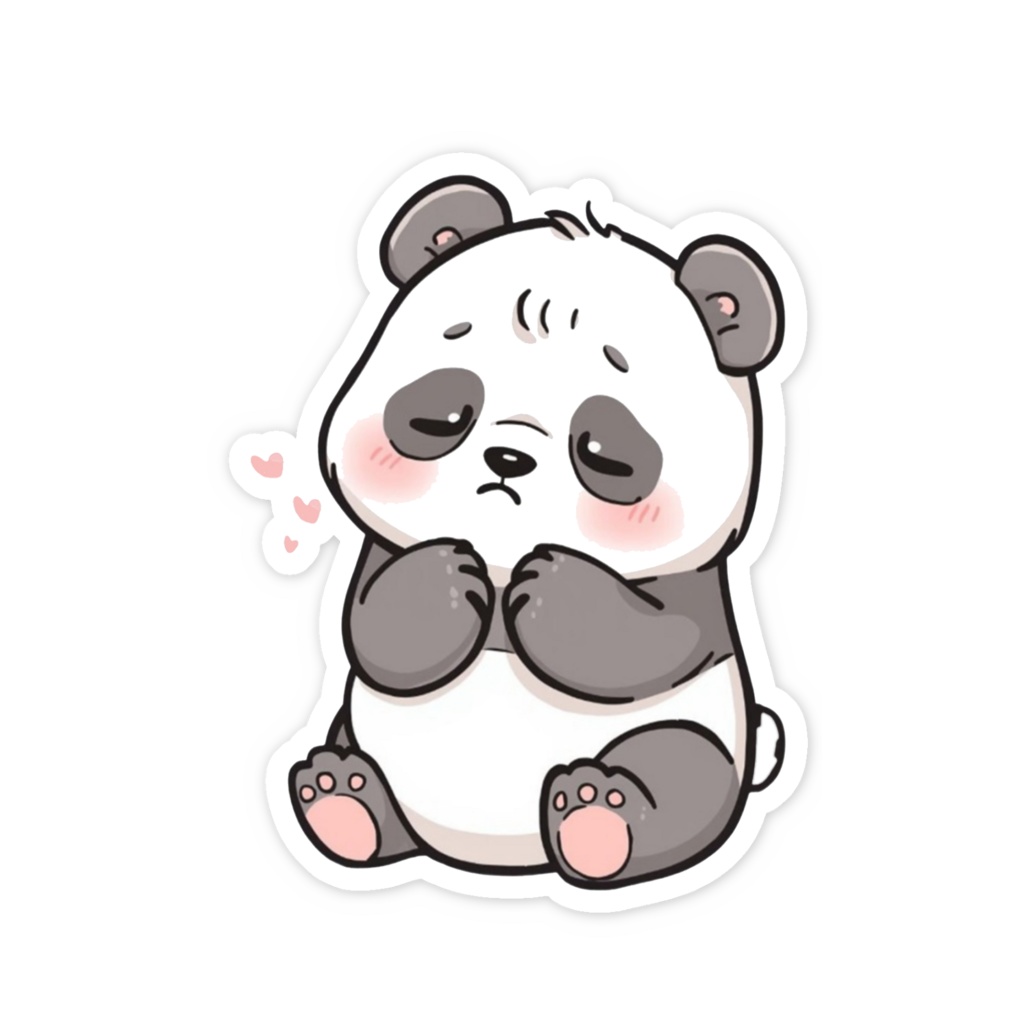 愛らしくてちょっと情け無いパンダのスマホステッカー