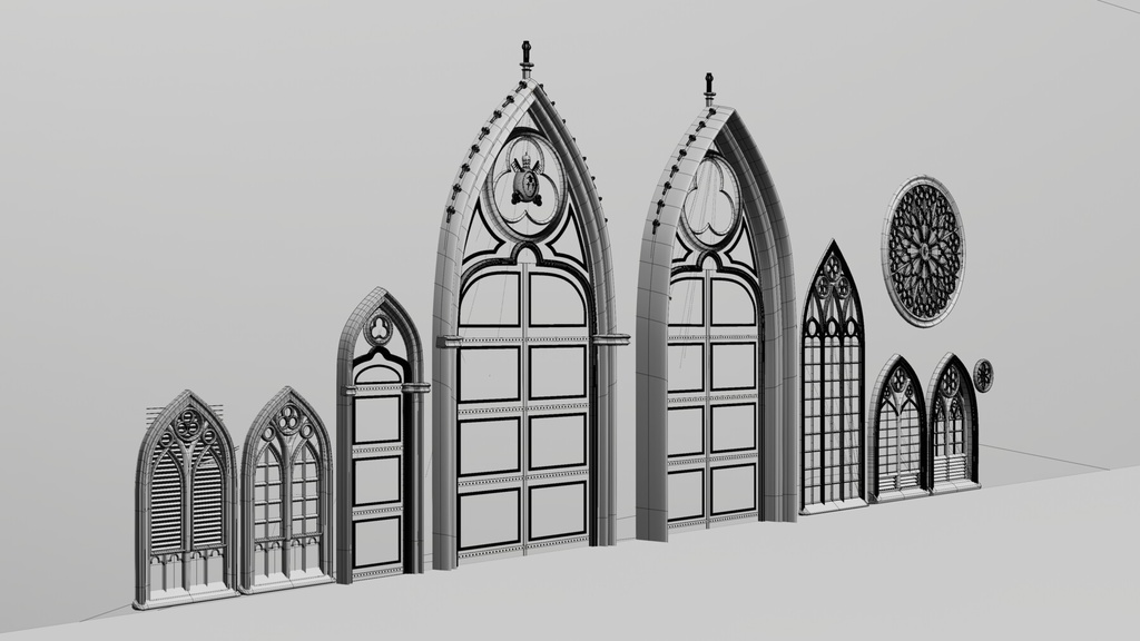 High Quality Gothic Windows & Doors Kitbash | 高品質なゴシック様式の窓とドアのキットバッシュ