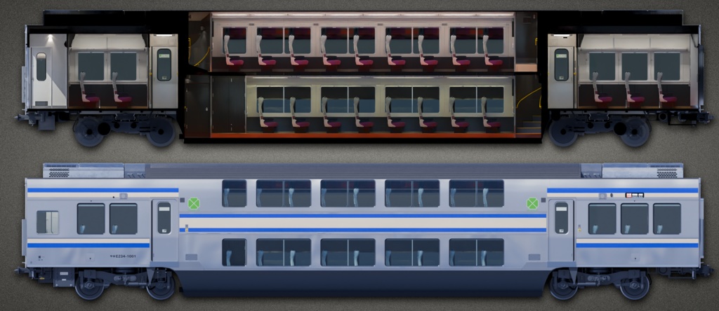 Japanese Train 3D Model E235-1000 Series - Yokosuka / Sōbu Line | Rigged | Includes Green Car | 本の電車 3Dモデル E235-1000系 - 横須賀・総武線 | リグ付け済み | グリーン車含む