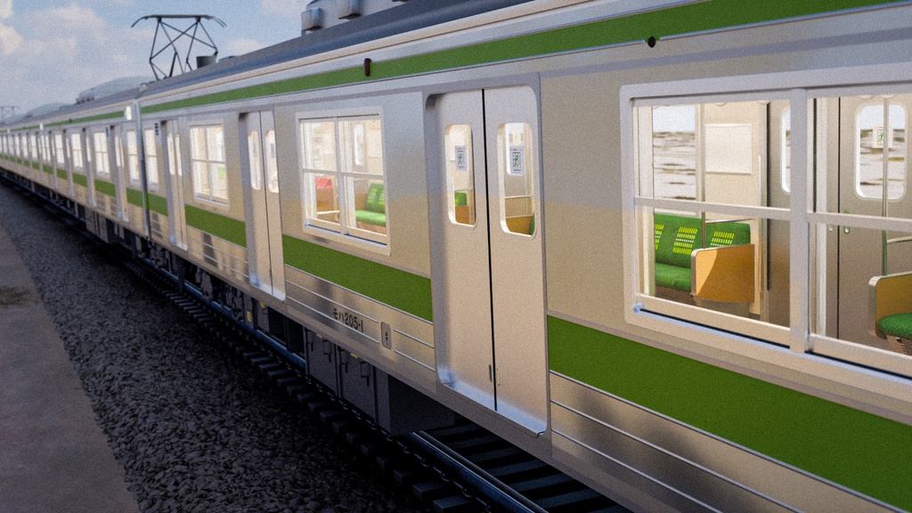 Japanese Train 3D Model JNR/JR 205 Series - Yamanote Line | Rigged | 日本の電車 3Dモデル 国鉄・JR 205系 - 山手線 | リグ付け済み
