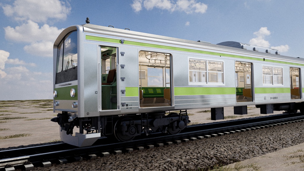 Japanese Train 3D Model JNR/JR 205 Series - Yamanote Line | Rigged | 日本の電車 3Dモデル 国鉄・JR 205系 - 山手線 | リグ付け済み