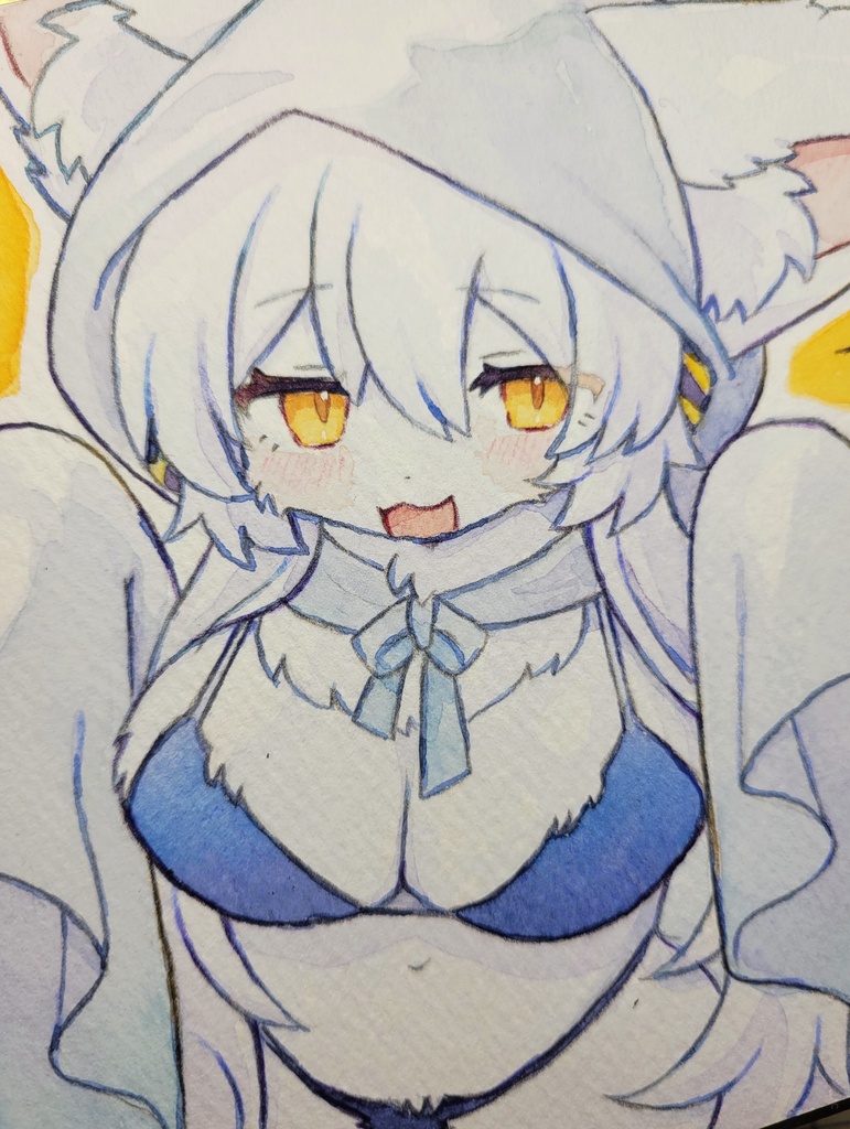 ハロウィンルナ色紙│透明水彩