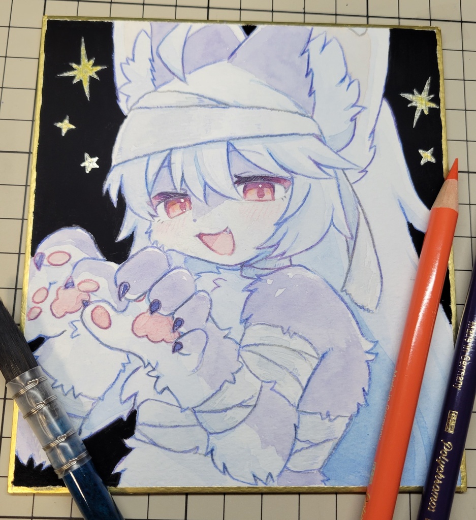 ハロウィンフィリくん色紙│透明水彩