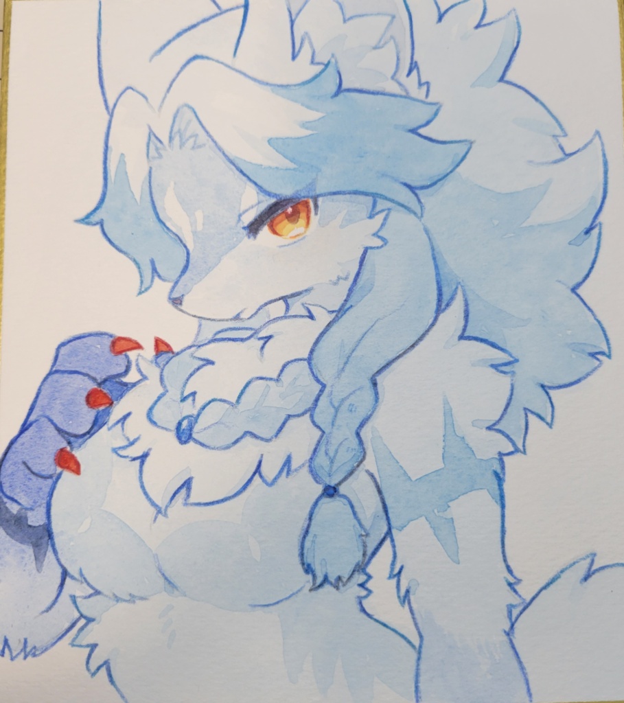 水色ケモノちゃん│透明水彩