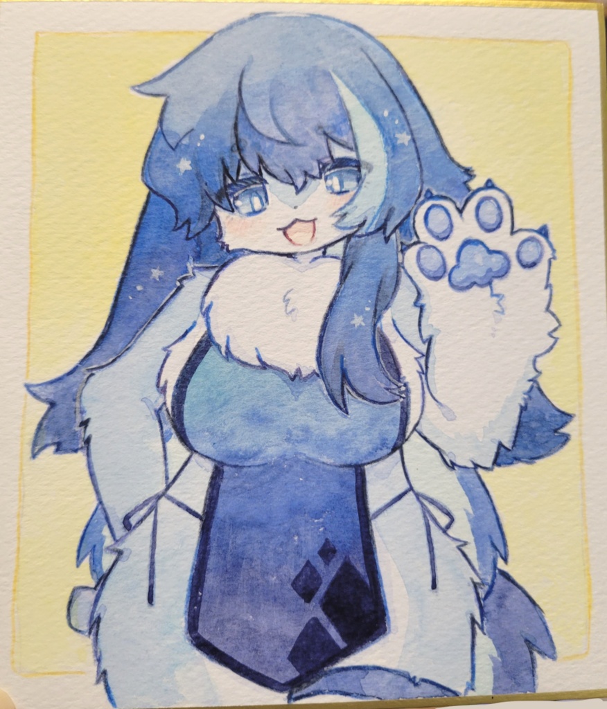 うさケモ色紙│透明水彩