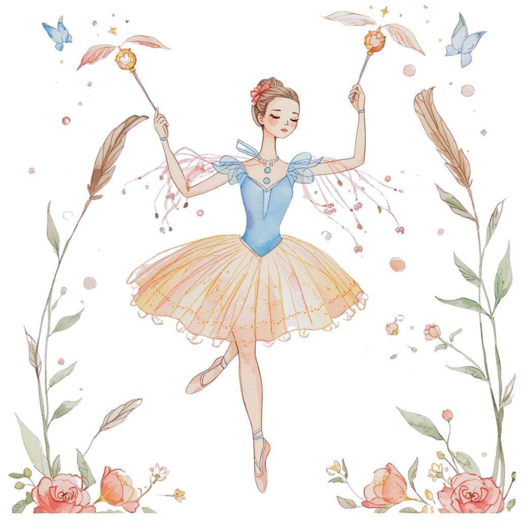 【ファンタジーバレリーナ】水彩 ファンタジー風クリップアート 10点セット PNG背景透過