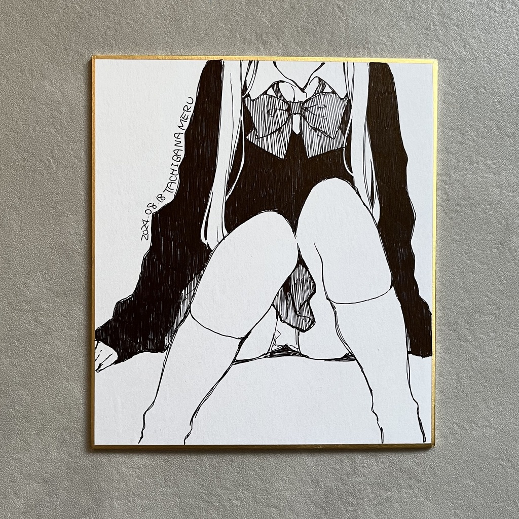 直筆モノクロミニ色紙1