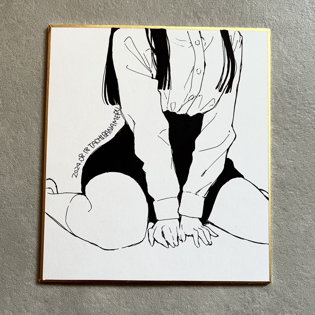 直筆モノクロミニ色紙3