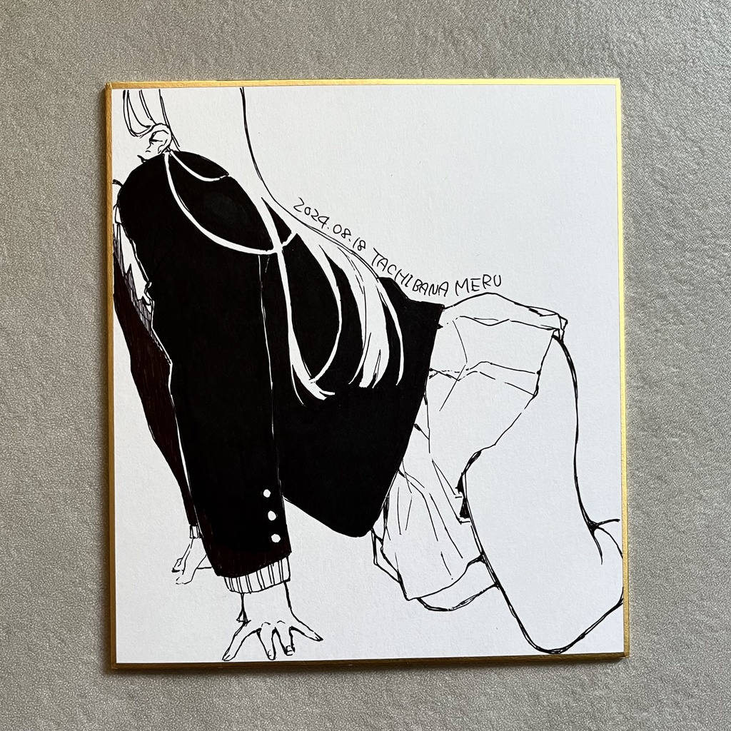 直筆モノクロミニ色紙5