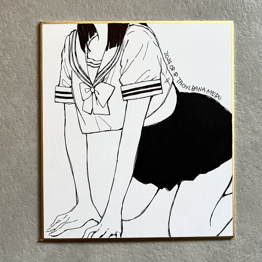 直筆モノクロミニ色紙7