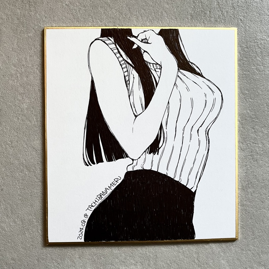 直筆モノクロミニ色紙9