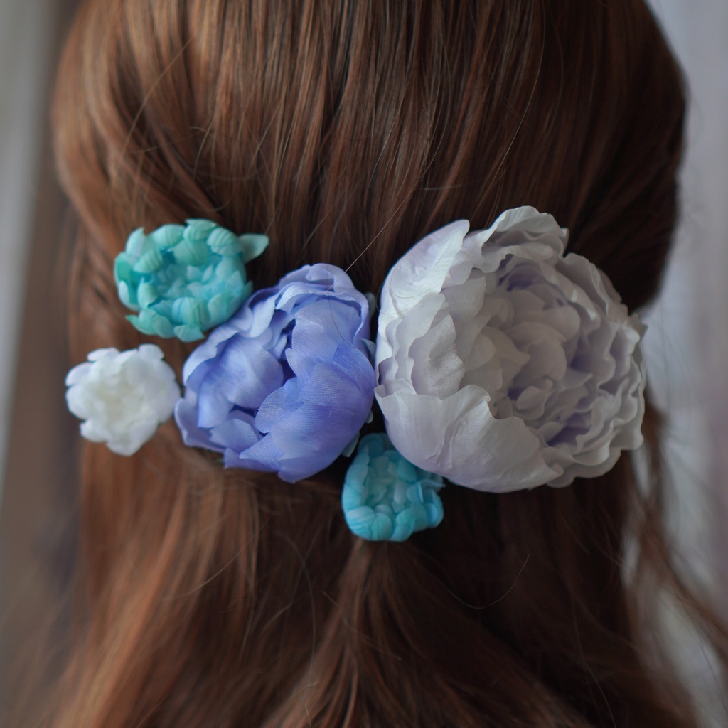 【芍薬・髪飾り】*波と芍薬の髪飾り*【布花・ディップアート】