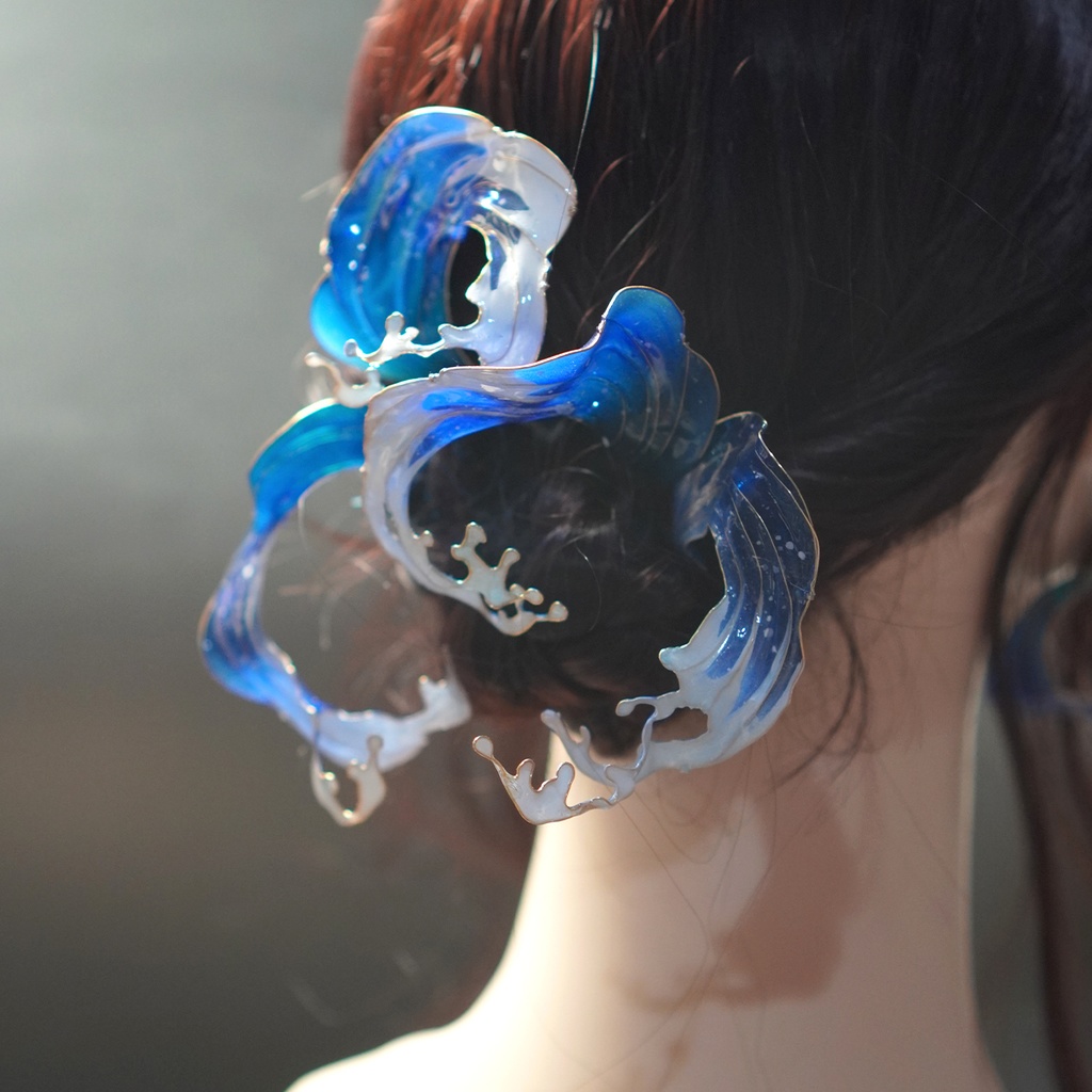 【芍薬・髪飾り】*波と芍薬の髪飾り*【布花・ディップアート】