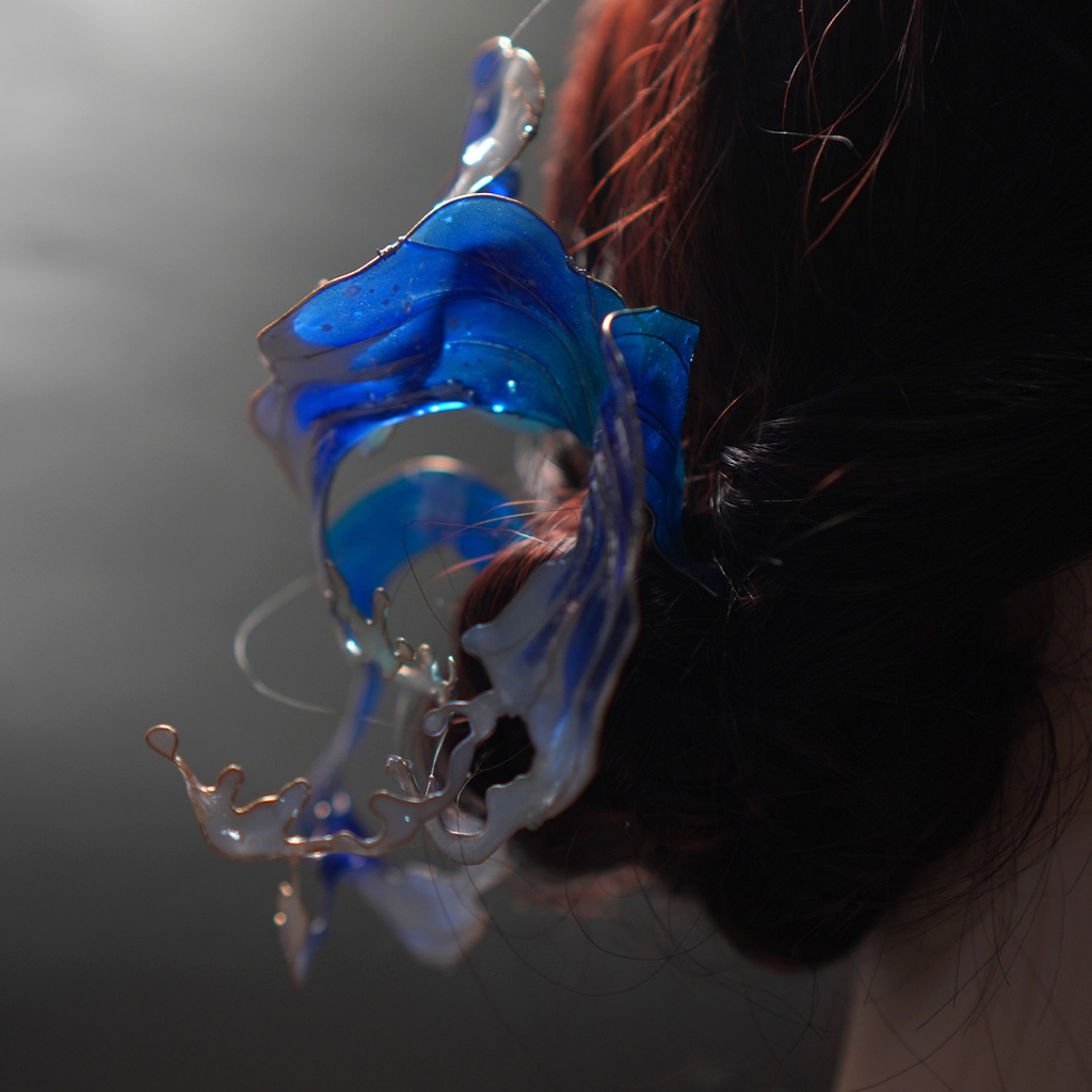 【芍薬・髪飾り】*波と芍薬の髪飾り*【布花・ディップアート】